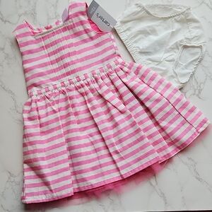 Carter's Pink and White Striped Dress with Bloomers 12M NWT